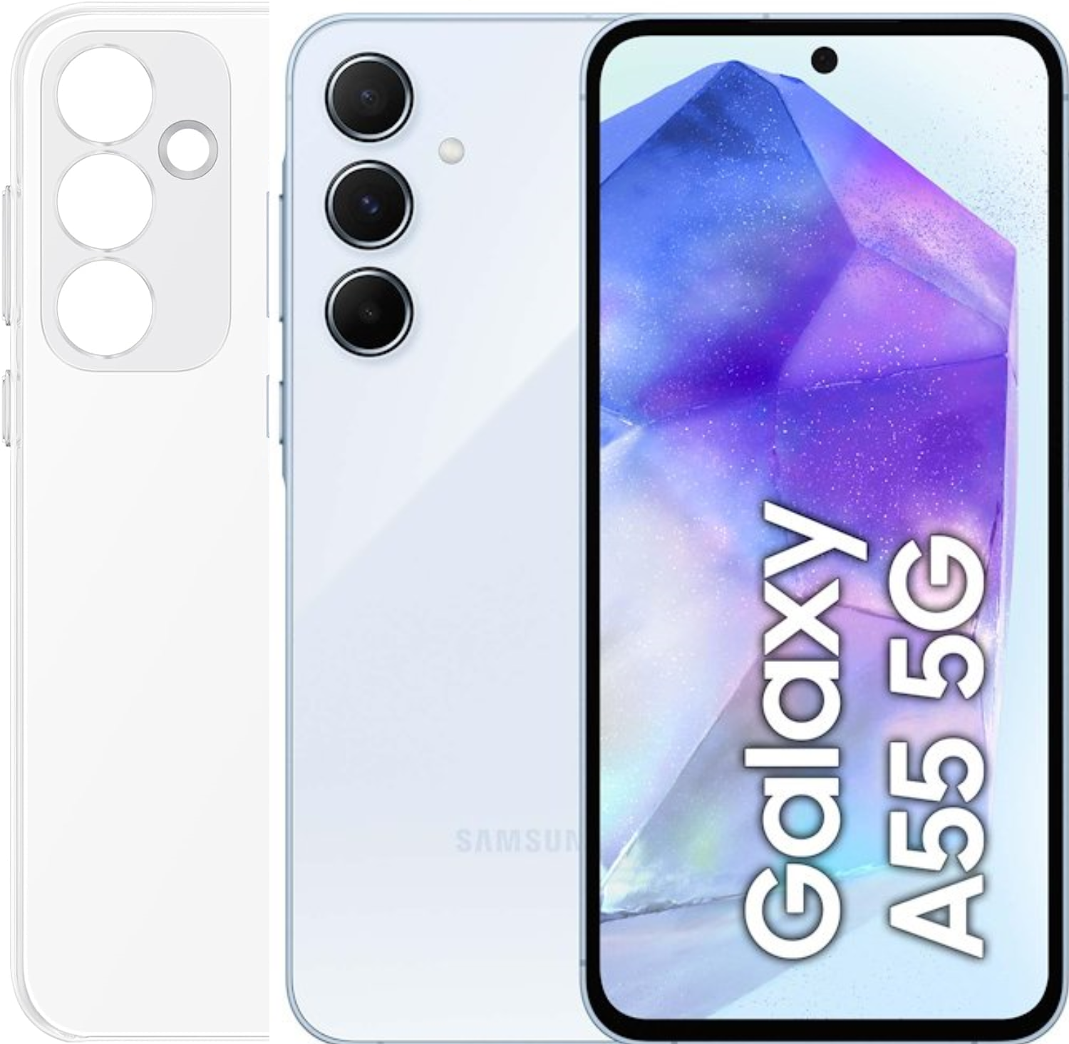 Samsung Galaxy A55 5G 8Gb Ram 128Gb Dual Sim Awesome Iceblu + Cover Clear Case Omaggio Usato Samsung Galaxy A55 5G 8Gb Ram 128Gb Dual Sim Awesome Iceblu + Cover Clear Case Omaggio Usato